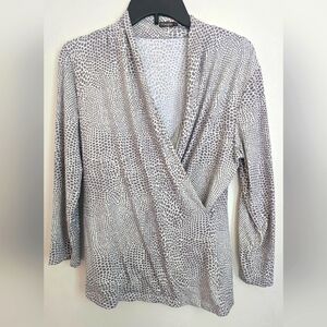 Women's J. Mclaughlin Faux Wrap Animal Print Blouse Medium Abstract Career Wear